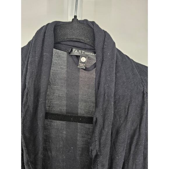 Tart Intimates womens Sz L Knee Length Robe Lightweight Black Long Sleeve - Picture 2 of 3